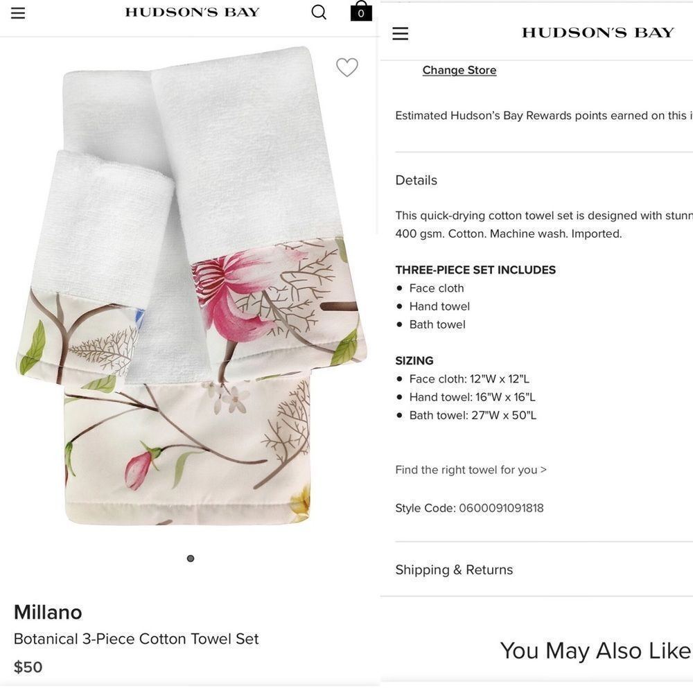 Millano
Botanical 3-Piece Cotton Towel Set